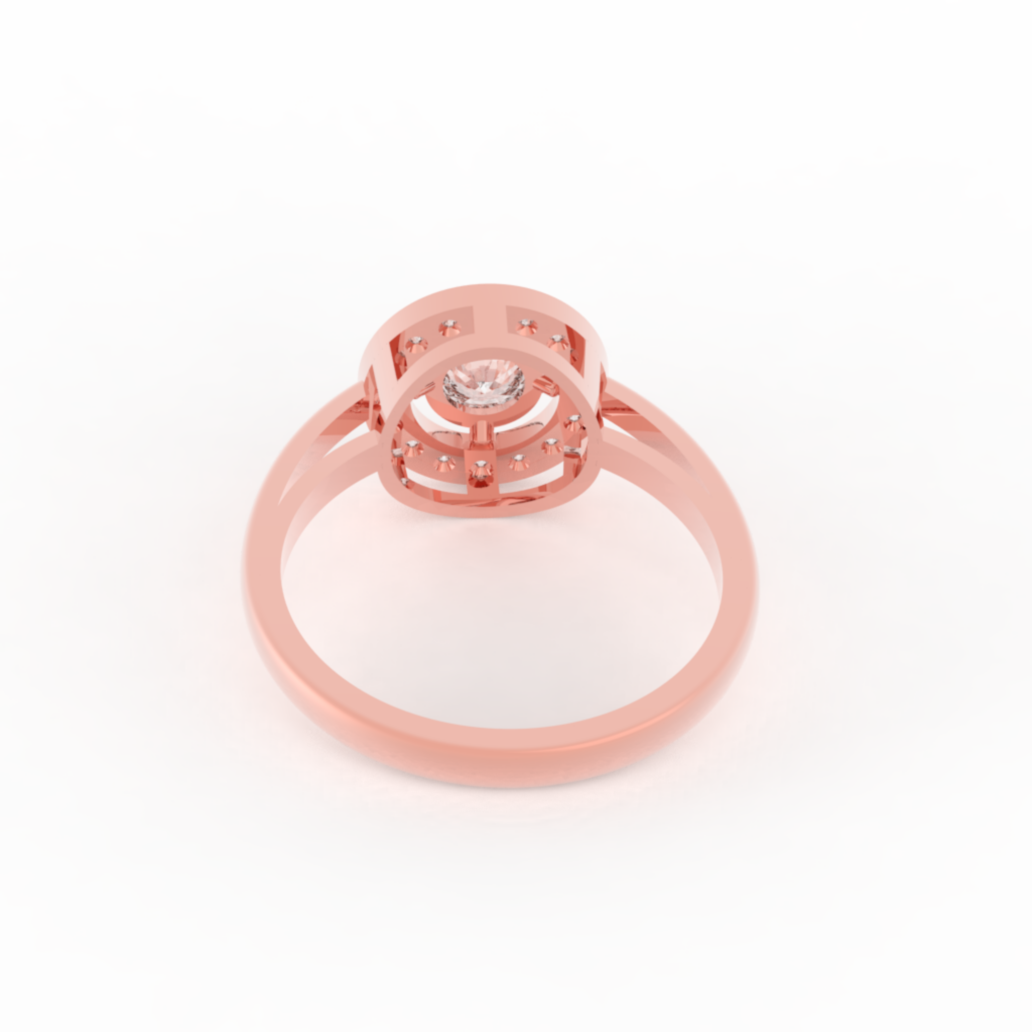 Solitaire Halo Engagement Ring, Hallmarked 925 Sterling Silver Rose Gold
